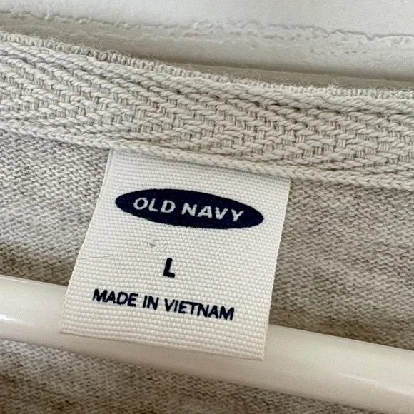 Old Navy Women's Gray and White Striped Long Sleeve Top - Picture 2 of 4